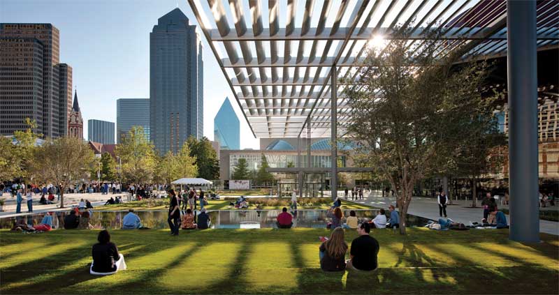 The 19-block Dallas Arts District—considered the largest urban entertainment district in the nation—includes museums, public art, performance venues, and more buildings designed by Pritzker Prize-winning architects than any other location in the world, according to USA Today.