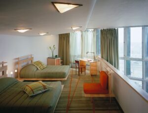 The Inn at Price Tower in Bartlesville, Okla., sits within the only skyscraper completed by famed architect Frank Lloyd Wright.