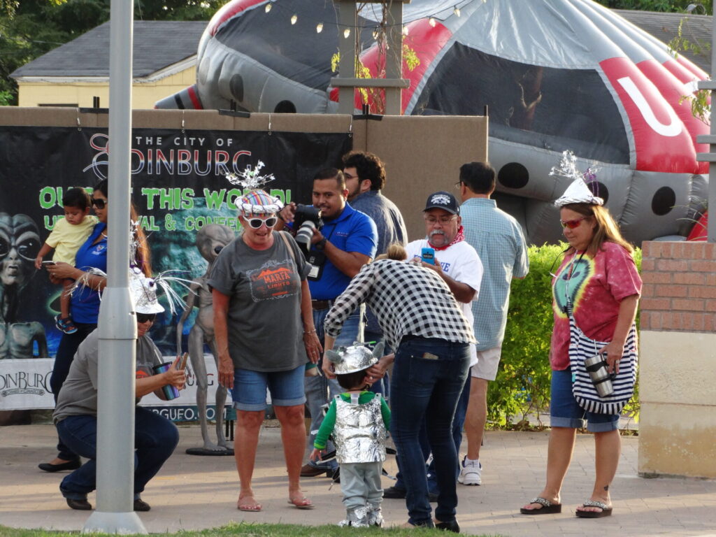 Making and wearing tinfoil hats is a popular activity at the annual UFO festival in the southeast Texas town of Edinburg. 