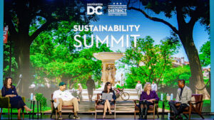A number of speakers on stage during Destination D.C's first ever Sustainability Summit.