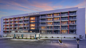 Courtesy DoubleTree Beach Resort by Hilton An evening view of DoubleTree Beach Resort by Hilton.