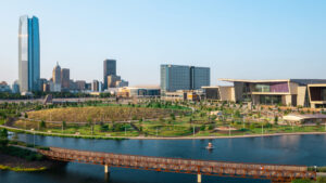 Courtesy Visit OKC A view of the Oklahoma County Convention Center along with Scissortail Park.