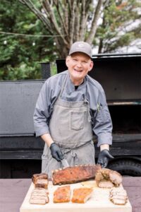 Pitmaster Paul Patereau performs a live cooking demonstration. 