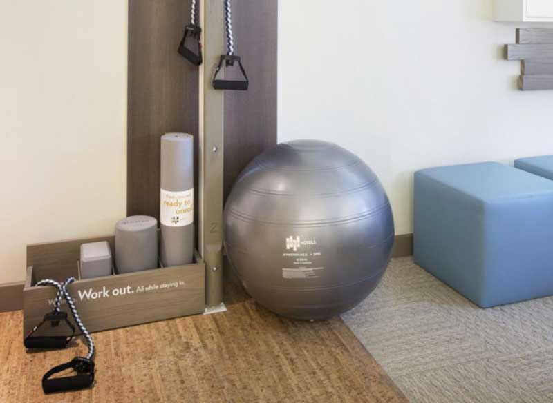 Gym equipment on the floor.
