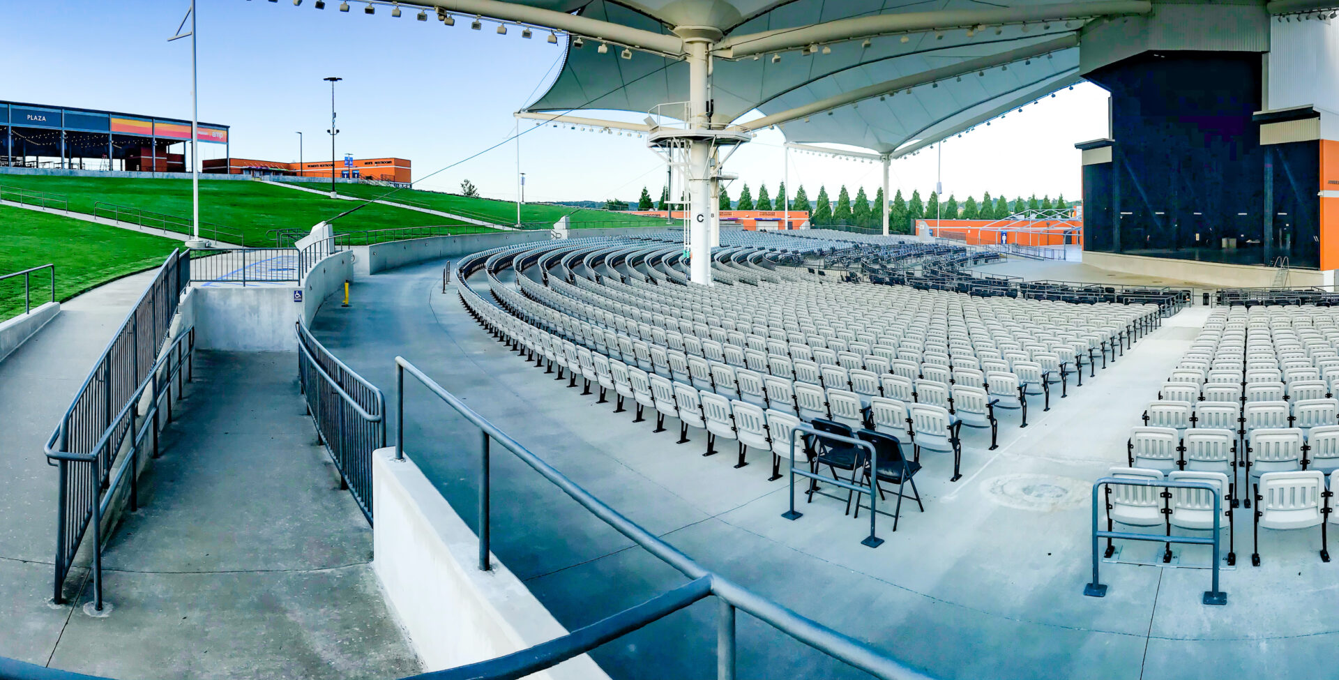 Photo of an empty outdoor amphitheater.