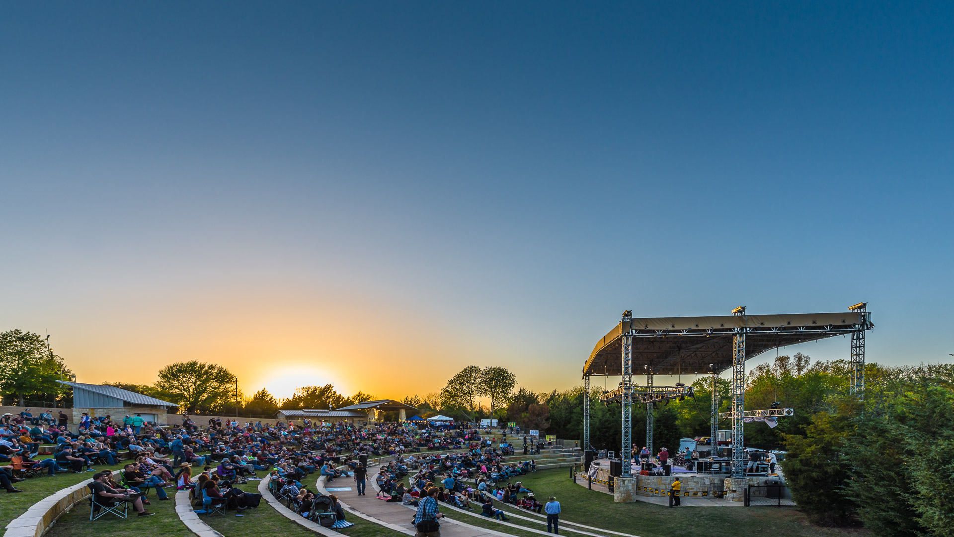 Red Tail Pavilion at sunset.