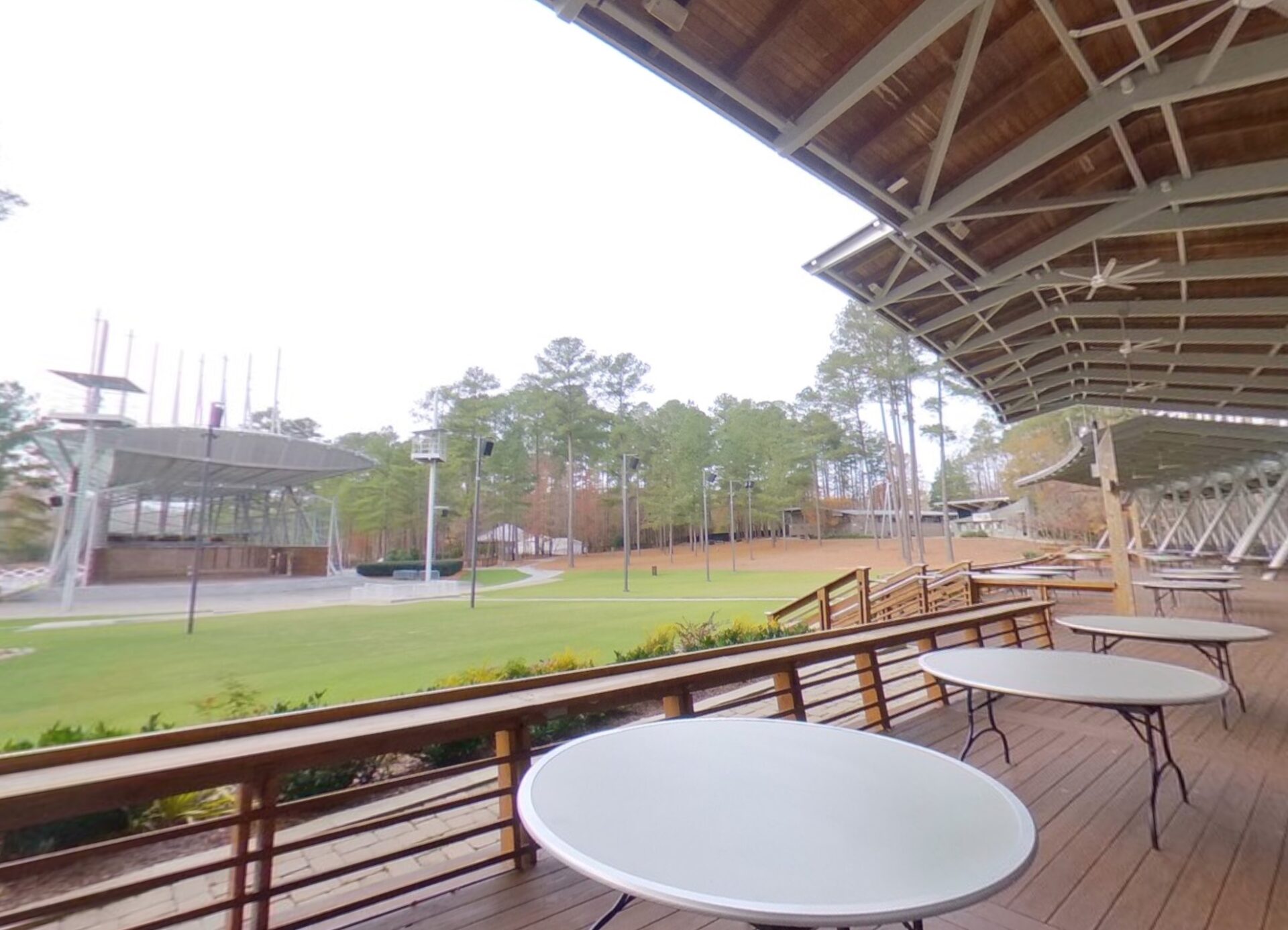 Tables around Koka Booth Amphitheatre.
