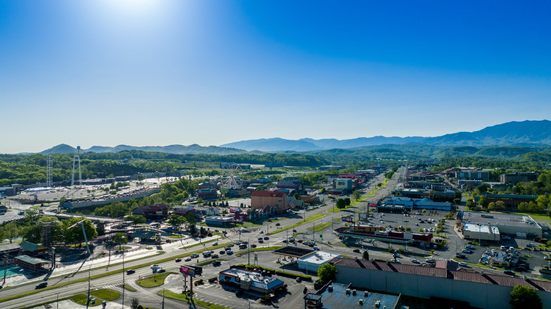 Aerial view of Pigeon Forge, Tennessee