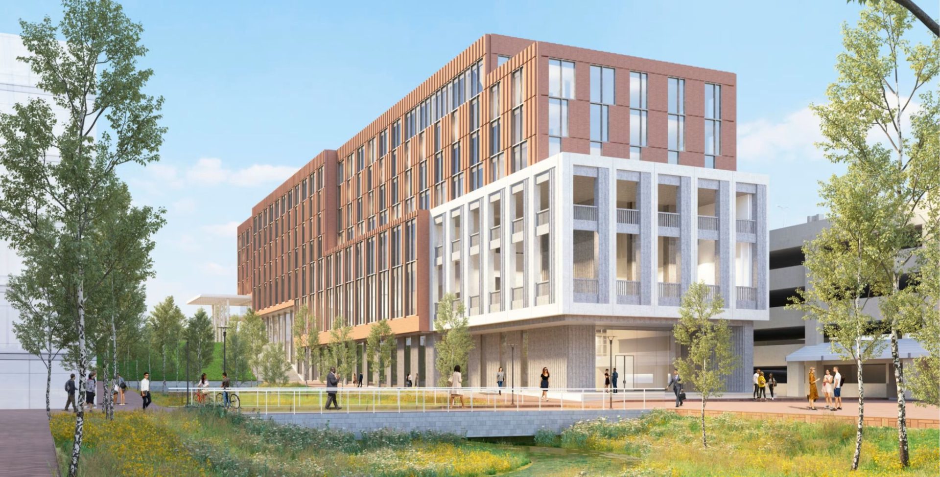 An exterior rendering of the Virginia Guesthouse Hotel & Conference Center.