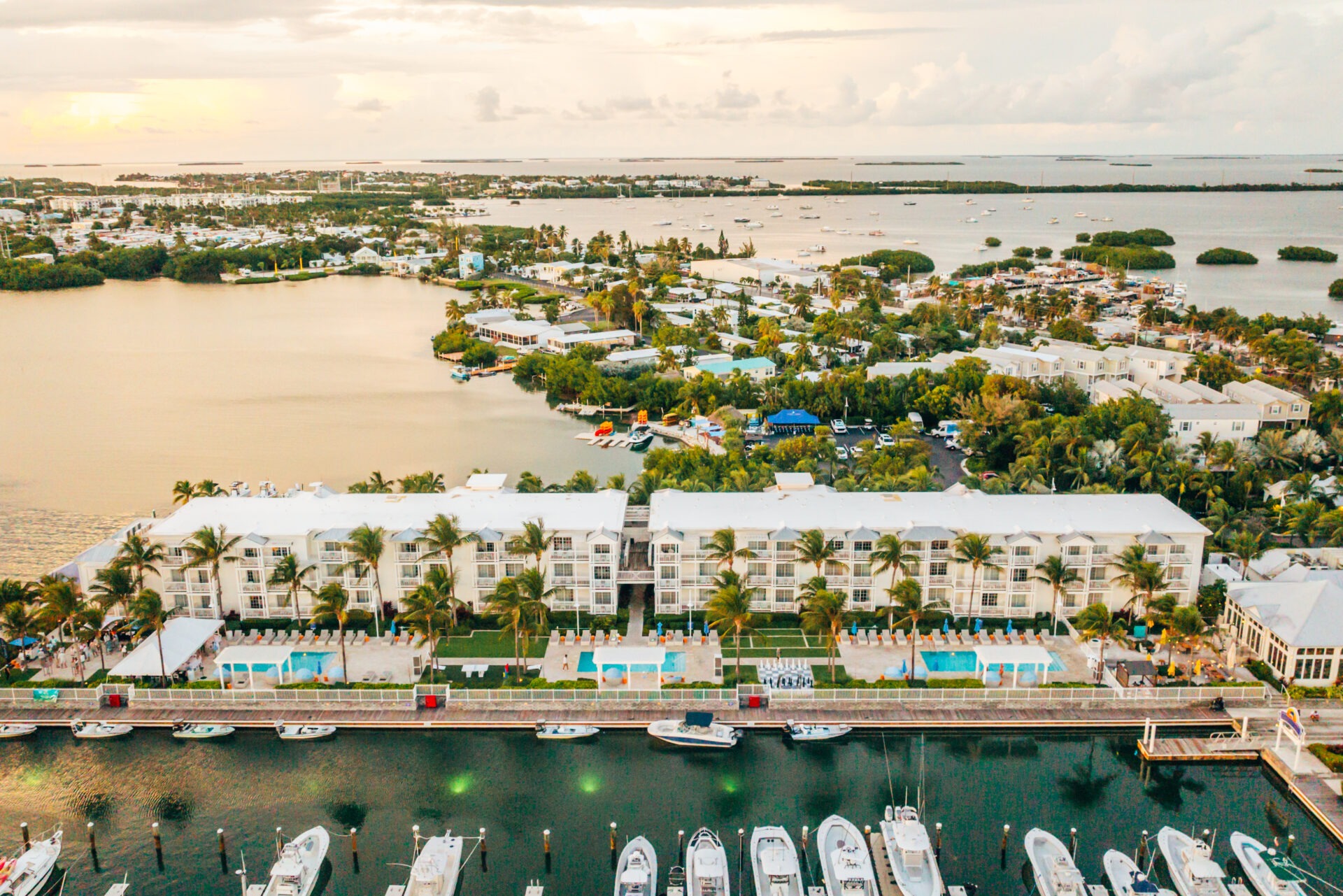 An aerial shot of the Hilton Key West Resort Marina.
